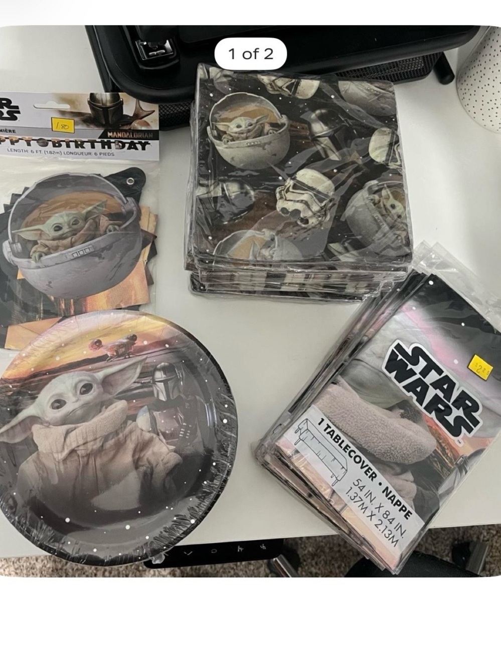 Star Wars Baby Yoda Black and Green Party Plates & Napkins
